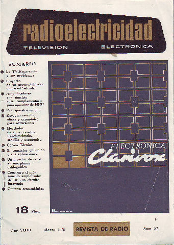 REVISTA DE RADIO. RADIOLECTRICIDAD. TELEVISION. ELECTRONICA. Nº 371.
