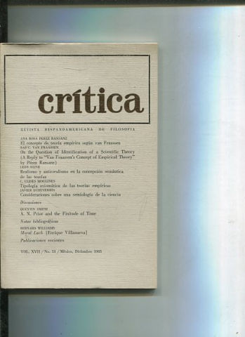 REVISTA HISPANOAMERICANA DE FILOSOFIA. CRITICA VOL XVII, No. 51.