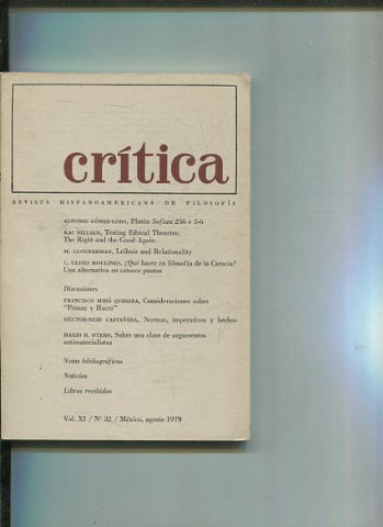 REVISTA HISPANOAMERICANA DE FILOSOFIA. CRITICA VOL XI, No. 32.