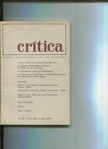 REVISTA HISPANOAMERICANA DE FILOSOFIA. CRITICA VOL XI, No. 32.