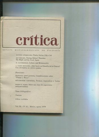 REVISTA HISPANOAMERICANA DE FILOSOFIA. CRITICA VOL XI, No.32.