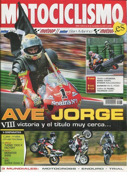 REVISTA MOTOCICLISMO. AVE JORGE.  NUMERO 2.063 4 al 10 de SEPTIEMBRE DE 2007.