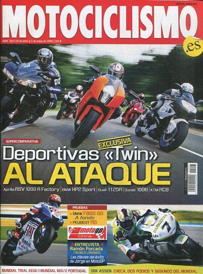 REVISTA MOTOCICLISMO. DEPORTIVAS TWIN AL ATAQUE. NUMERO 2.097 29 al 5 de MAYO DE 2008.