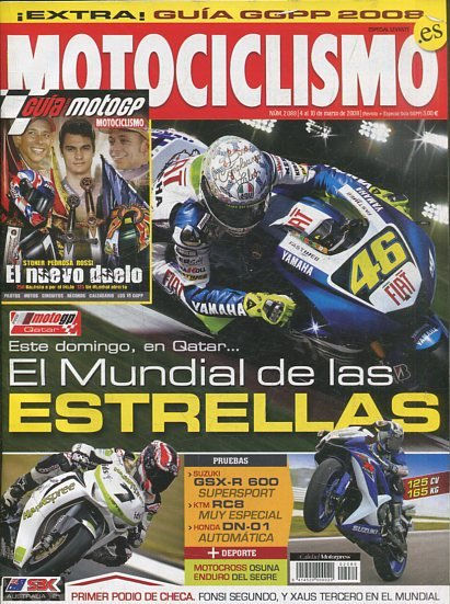 REVISTA MOTOCICLISMO. EL MUNDIAL DE LAS ESTRELLAS. NUMERO 2.089 4 al 10 de MARZO DE 2008.