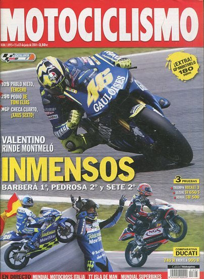 REVISTA MOTOCICLISMO.  INMENSOS.  NUMERO 1895 15 AL 21 DE JUNIO De 2004.