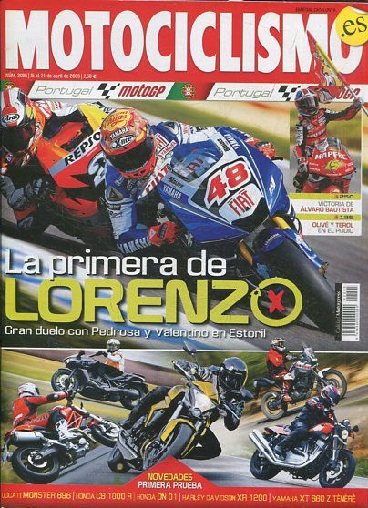 REVISTA MOTOCICLISMO.  LA PRIMERA DE LORENZO. NUMERO 2.095 15 al 21 de ABRIL DE 2008.