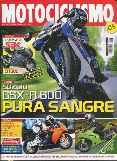 REVISTA MOTOCICLISMO. SUZUKI GSX-R 600 PURA SANGRE. NUMERO 2.096 22 al 28 de ABRIL DE 2008.