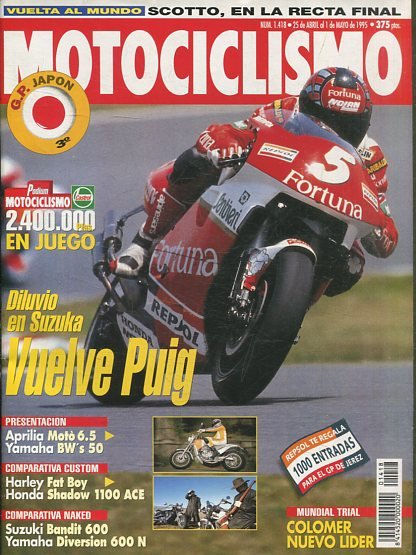 REVISTA MOTOCICLISMO.  VUELVE PUIG.  NUMERO 1418  25 DE ABRIL AL 1 DE MAYO DE 1995.
