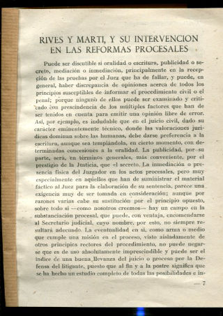 RIVES Y MARTI, SU INTERVENCION EN LAS REFORMAS PROCESALES.
