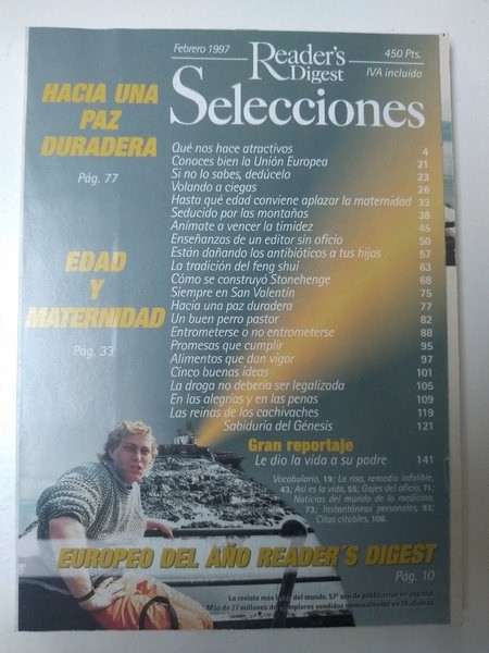 Selecciones. Hacia una paz duradera. Edad y maternidad. Europeo del año Reader´s Digest