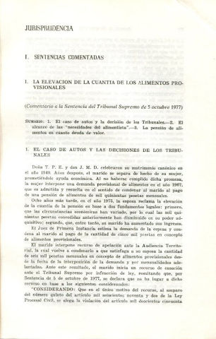 SENTENCIAS COMENTADAS. LA ELEVACION DE LA CUANTIA DE LOS ALIMENTOS PROVISIONALES.