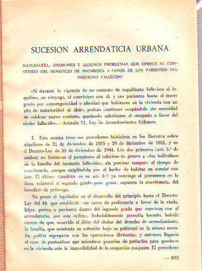 SUCESION ARRENDATICIA URBANA.