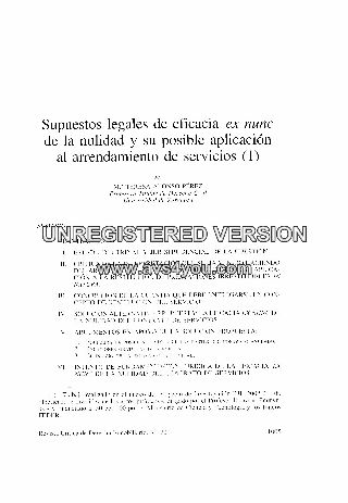 SUPUESTOS LEGALES DE EFICACIA EX NUNC DE LA NULIDAD Y SU POSIBLE APLICACIÓN AL ARRENDAMIENTO DE SERVICIOS (1).
