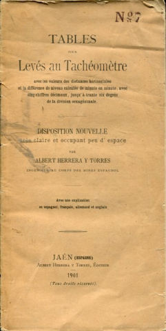 TABLES POUR LEVES AU TACHEOMETRIE AVEC LES VALEURS DES DISTANCES HORIZONTALES ET LA DIFFERENCE DE NIVEAU CALCULEE DE MINUTE EN MINUTE, AVEC CINQ CHIFFRES DECIMAUX, JUSQU'A TRANTE SIX DEGRES DE LA DIVISION SEXAGESIMALE.
