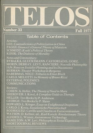 TELOS: NUMBER 33 (FALL 1977).