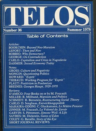TELOS: NUMBER 36 (SUMMER 1978).