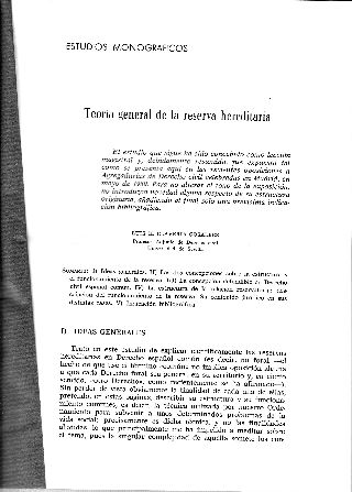 TEORIA GENERAL DE LA RESERVA HEREDITARIA.