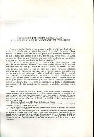 TESTAMENTO DEL OBISPO SANCHO DAVILA Y SU INFLUENCIA EN EL MAYORAZGO DE VILLATORO.