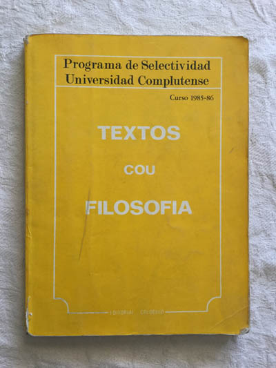 Textos filosofía. COU. Curso 1985-86