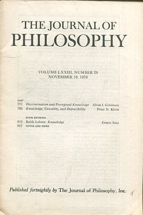 THE JOURNAL OF PHILOSOPHY. VOLUME LXXIII, NUMBER 20, NOVEMBER 18, 1976. DISCRIMINATION AND PERCEPTUAL KNOWLEDGE.