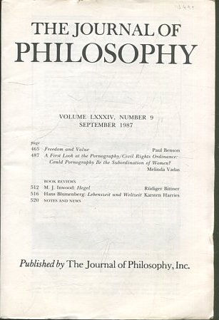 THE JOURNAL OF PHILOSOPHY. VOLUME LXXXIV, NUMBER 9 SEPTEMBER 1987. FREEDOM AND VALUE. A FIRST LOOK AT THE PORNOGRAPHY.