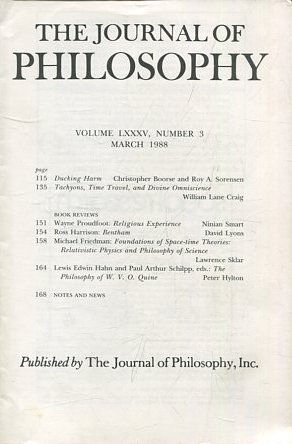 THE JOURNAL OF PHILOSOPHY. VOLUME LXXXV, NUMBER 3, MARCH 1988. DUCKING HARM. TACHYONS, TIME TRAVEL, AND DIVINE OMNISCIENCE.