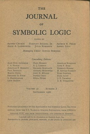 THE JOURNAL OF SYMBOLIC LOGIC. VOLUME 31. NUMBER 3. SEPTEMBER 1966.