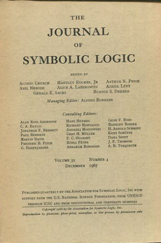 THE JOURNAL OF SYMBOLIC LOGIC. VOLUME 32. NUMBER 4. DECEMBER 1967.