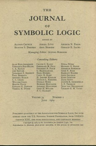 THE JOURNAL OF SYMBOLIC LOGIC. VOLUME 34. NUMBER 2. JUNE 1969.
