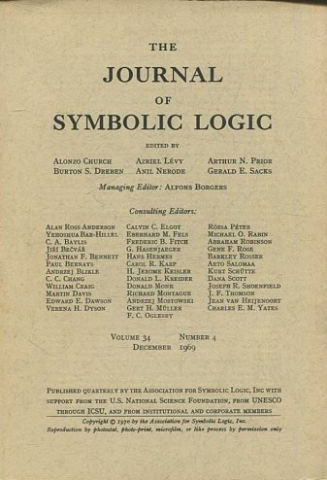 THE JOURNAL OF SYMBOLIC LOGIC. VOLUME 34. NUMBER 4. SEPTEMBER 1969.
