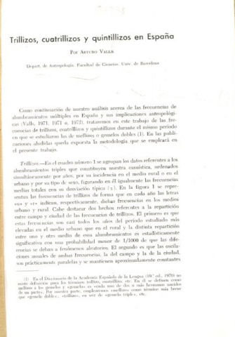 TRILLIZOS, CUATRILLIZOS Y QUINTILLIZOS EN ESPAÑA.