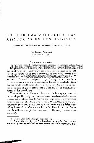 UN PROBLEMA ZOOLOGICO: LAS ASIMETRIAS EN LOS ANIMALES.